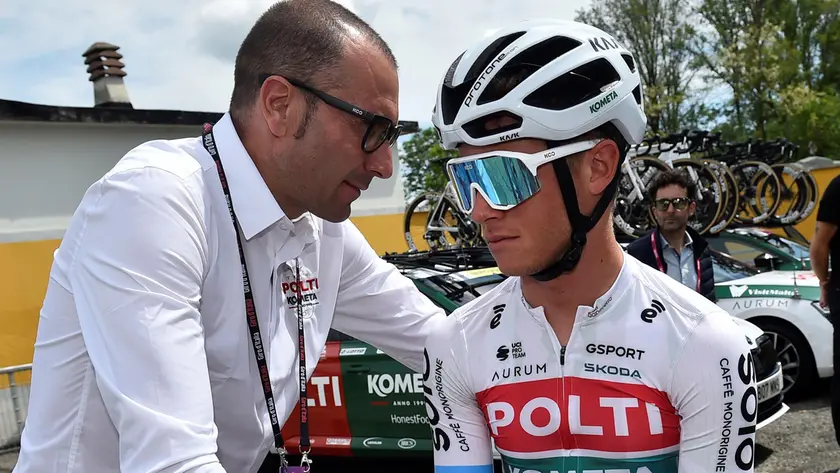 Ivan Basso, direttore generale della Polti Kometa con Matteo Fabbro (Foto Petrussi)