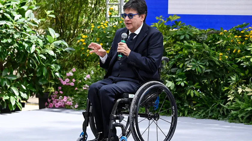 Luca Pancalli, presidente del Comitato Paralimpico, durante la cerimonia nei giardini del Quirinale di consegna della bandiera tricolore per gli atleti in partenza per i Giochi Olimpici e Paralimpici di Parigi, Roma, 13 giugno 2024. ANSA/RICCARDO ANTIMIANI