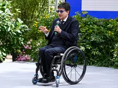 Luca Pancalli, presidente del Comitato Paralimpico, durante la cerimonia nei giardini del Quirinale di consegna della bandiera tricolore per gli atleti in partenza per i Giochi Olimpici e Paralimpici di Parigi, Roma, 13 giugno 2024. ANSA/RICCARDO ANTIMIANI
