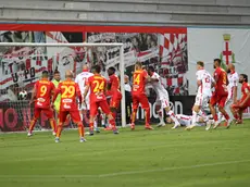 Il gol di Curcio contro il Catanzaro (foto Piran)