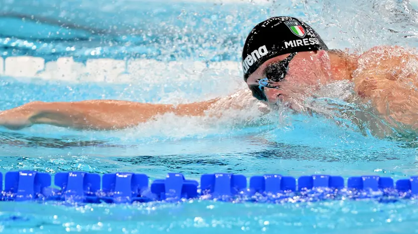 Italian Alessandro Miressi competes in the Men's 100m Freestyle semifinal of the Swimming competitions during the Paris 2024 Olympic Games at the Paris La Defense Arena in Paris, France, 30 July 2024. Summer Olympic Games will be held in Paris from 26 July to 11 August 2024. ANSA/ETTORE FERRARI