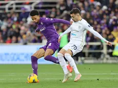 Fiorentina's midfielder Amir Richardson (L) against Cagliari's midfielder Gianluca Gaetano (R) during the Italian Serie A soccer match ACF Fiorentina vs Cagliari at Artemio Franchi Stadium in Florence, Italy, 8 December 2024 ANSA/CLAUDIO GIOVANNINI