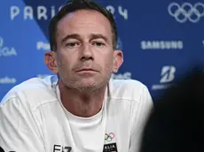 Filippo Volandri , head coach of italian tennis team , attends the press conference at Roland Garros stadium Paris France during the Paris 2024 Olympic Games, 25 July 2024 ANSA / CIRO FUSCO