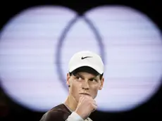 epa11756207 Jannik Sinner of Italy celebrates a point during his Men's Singles final match against Daniil Medvedev of Russia at the 2024 Australian Open tennis tournament, in Melbourne, Australia, 28 January 2024. EPA/MAST IRHAM