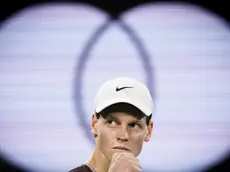 epa11756207 Jannik Sinner of Italy celebrates a point during his Men's Singles final match against Daniil Medvedev of Russia at the 2024 Australian Open tennis tournament, in Melbourne, Australia, 28 January 2024. EPA/MAST IRHAM