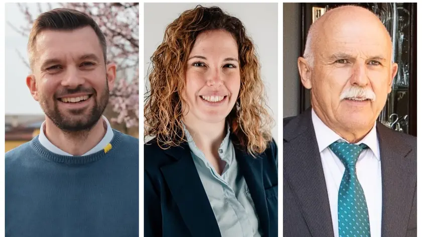 I tre candidati sindaco di Villanova: Favaro, Gaiani, Novello