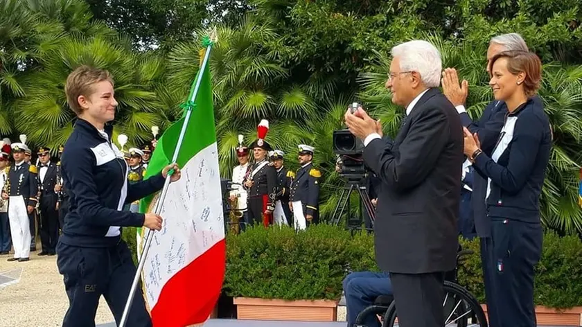 Beatrice Vio con Mattarella e Federica Pellegrini (foto postata da Bebe su Facebook)
