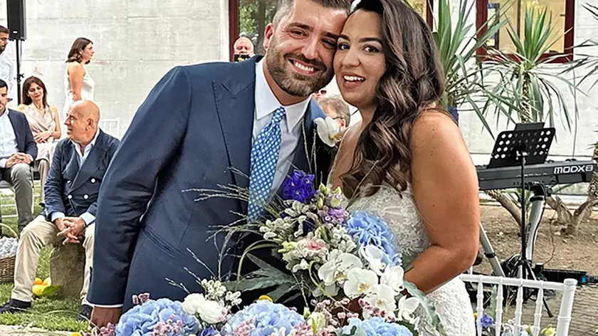 Il sindaco di Cadoneghe Marco Schiesaro e la sua sposa Giorgia Faulisi